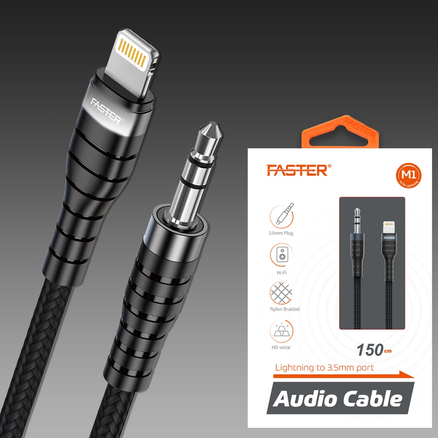 FASTER M1 Audio Cable for Lightning to 3.5mm Port